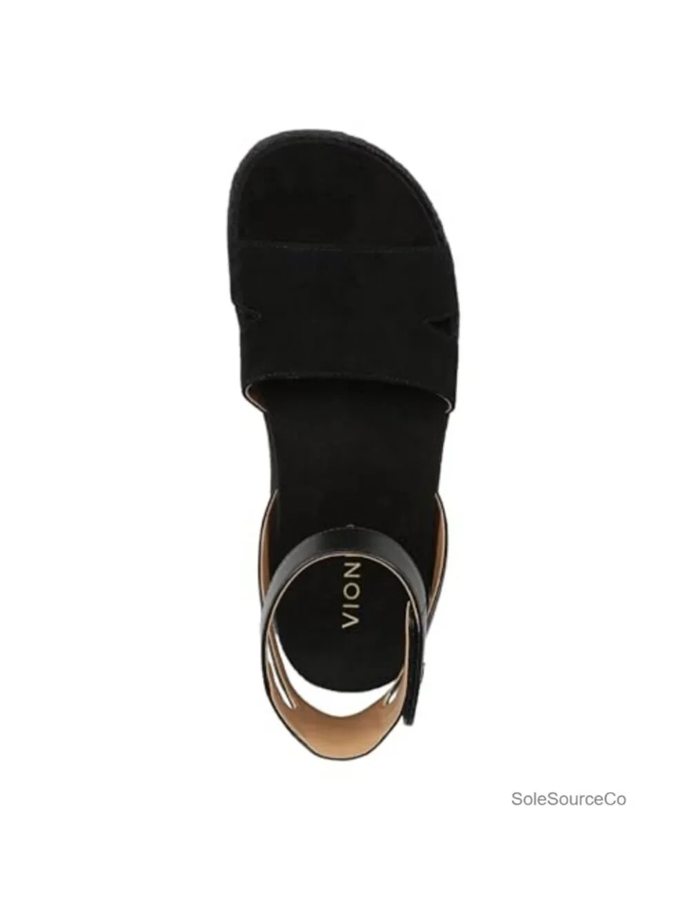 Vionic Yucca Espadrille Wedge Sandals Black Suede Ankle Strap Platform 1.75